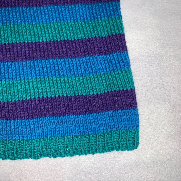 Hand Knit Women’s Square Neck Striped Sweater Sz XS/Sm - Picture 4 of 5